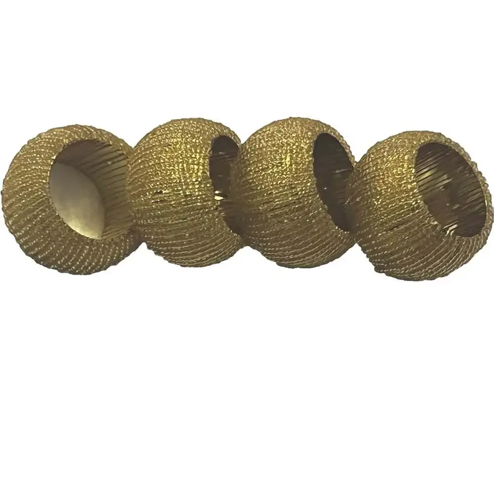 Pier one Gold Fabric Beaded Napkin Rings Set of 4 Dinner Party Set.